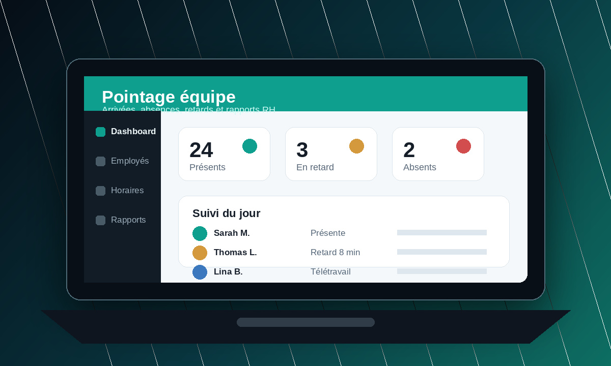 Aperçu de la démo application de pointage