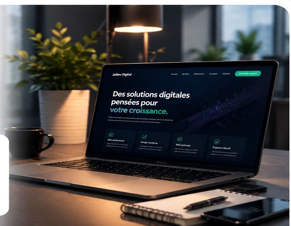 Travail sur ordinateur pour un projet web professionnel