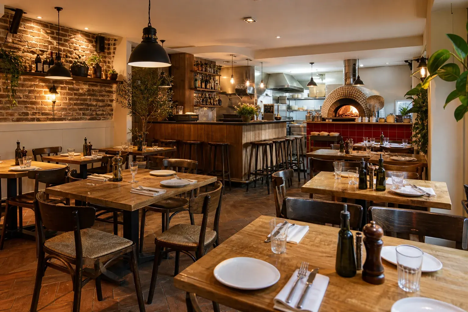 Salle de restaurant italienne chaleureuse